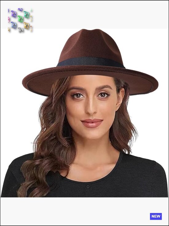 Classic Fedora Hat with Belt Buckle Wide Brim Felt Panama Hat main image 5